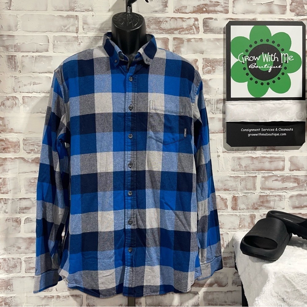 Eddie Bauer Blue and Gray Checkered Shirt men’s large tall